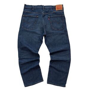 Levis Western Fit Dark Blue Denim Jeans Mens Size 38x28 Straight Leg